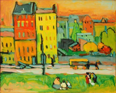 Huizen in München door Wassily Kandinsky